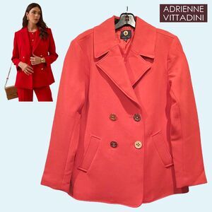 ADRIENNE VITTADINI NWT Dopamine Red Double Breasted Nautical Fitted Blazer — M